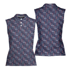 Experimental-Women Sleeveless Polo Shirt-Gerbera Prints