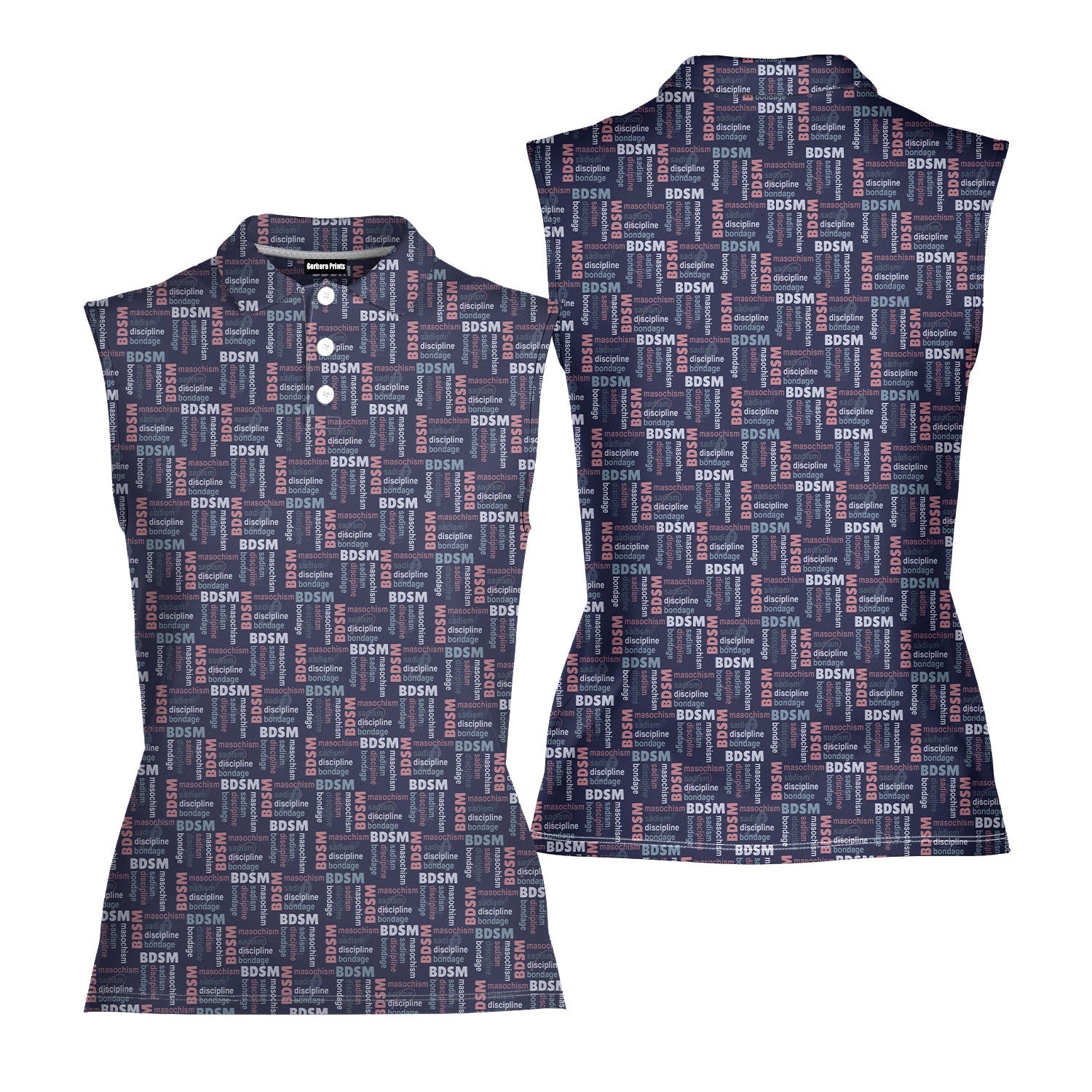 Experimental-Women Sleeveless Polo Shirt-Gerbera Prints