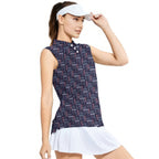 Experimental-Women Sleeveless Polo Shirt-Gerbera Prints