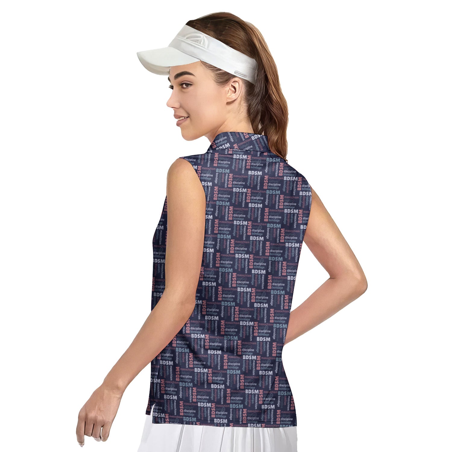 Experimental-Women Sleeveless Polo Shirt-Gerbera Prints