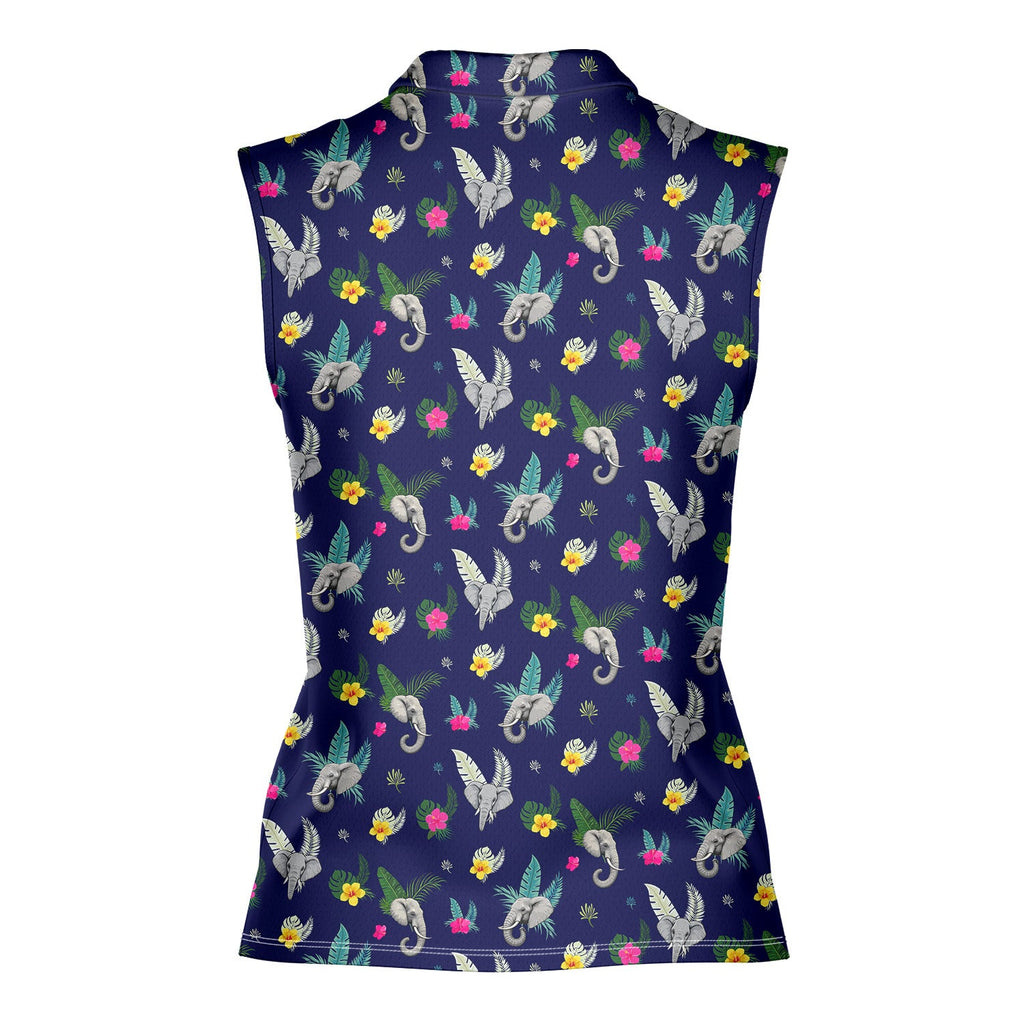 Big Trunk-Women Sleeveless Polo Shirt-Gerbera Prints