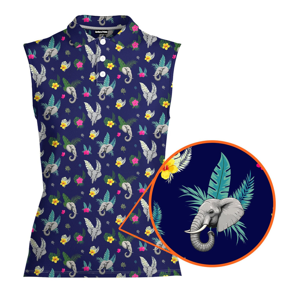 Big Trunk-Women Sleeveless Polo Shirt-Gerbera Prints