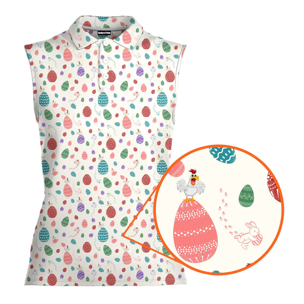 Hoppin' into Spring-Women Sleeveless Polo Shirt-Gerbera Prints
