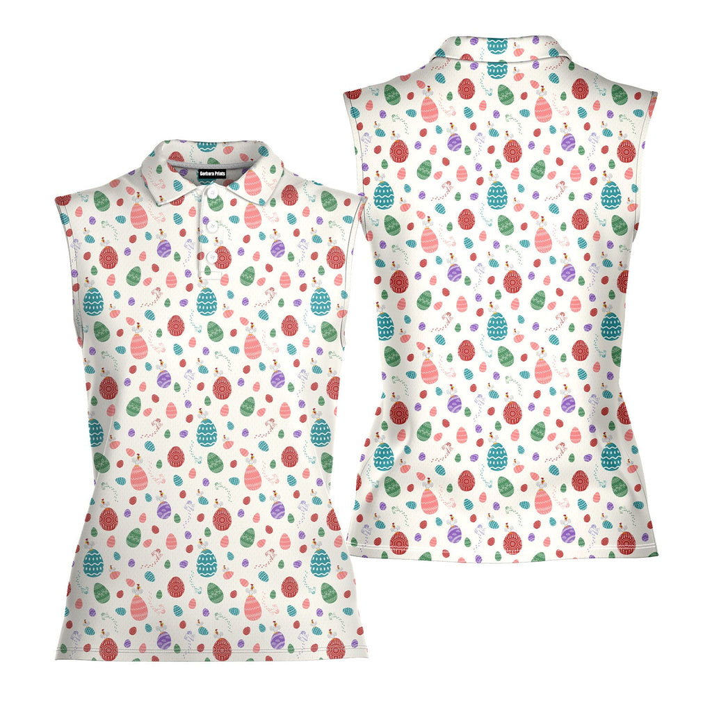 Hoppin' into Spring-Women Sleeveless Polo Shirt-Gerbera Prints