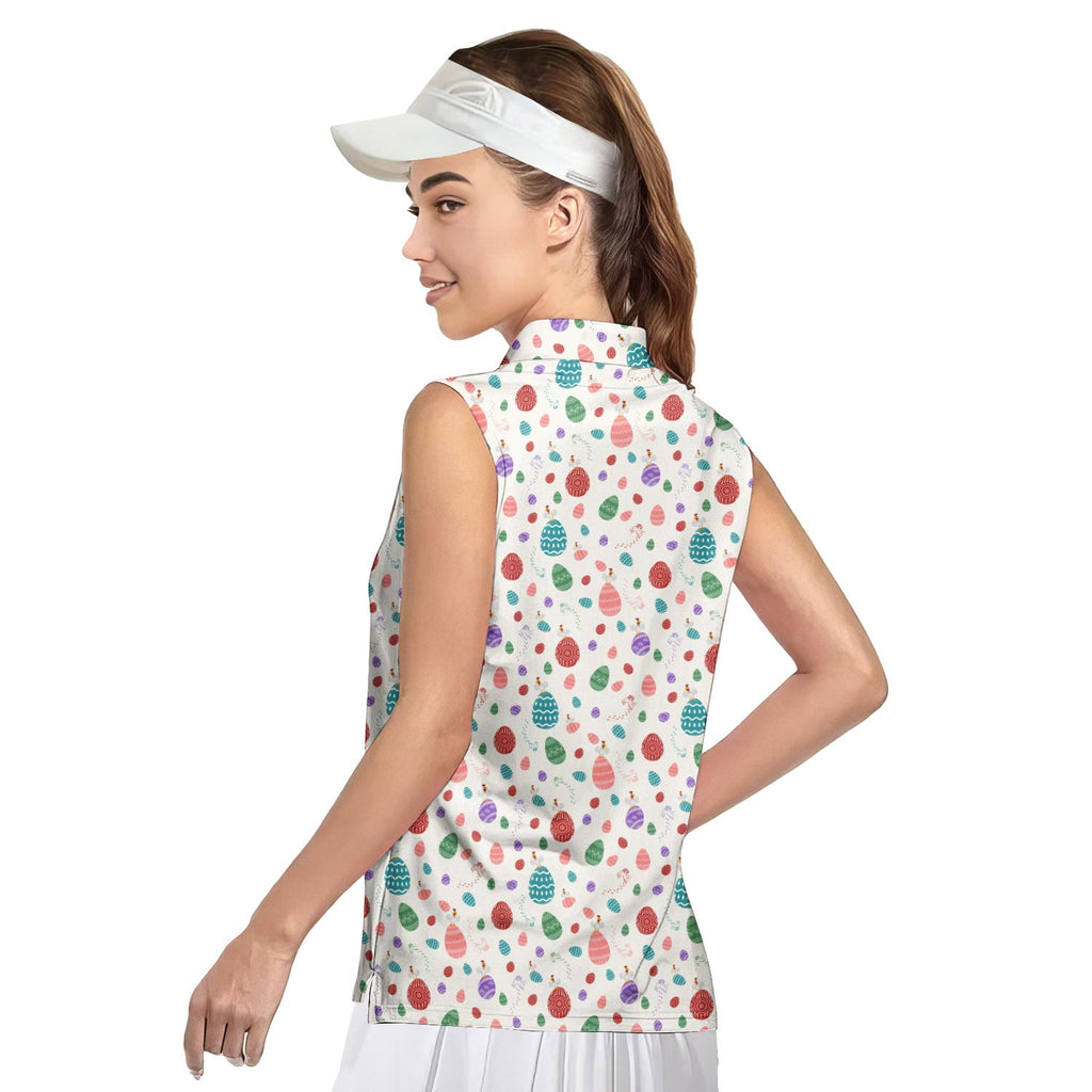 Hoppin' into Spring-Women Sleeveless Polo Shirt-Gerbera Prints