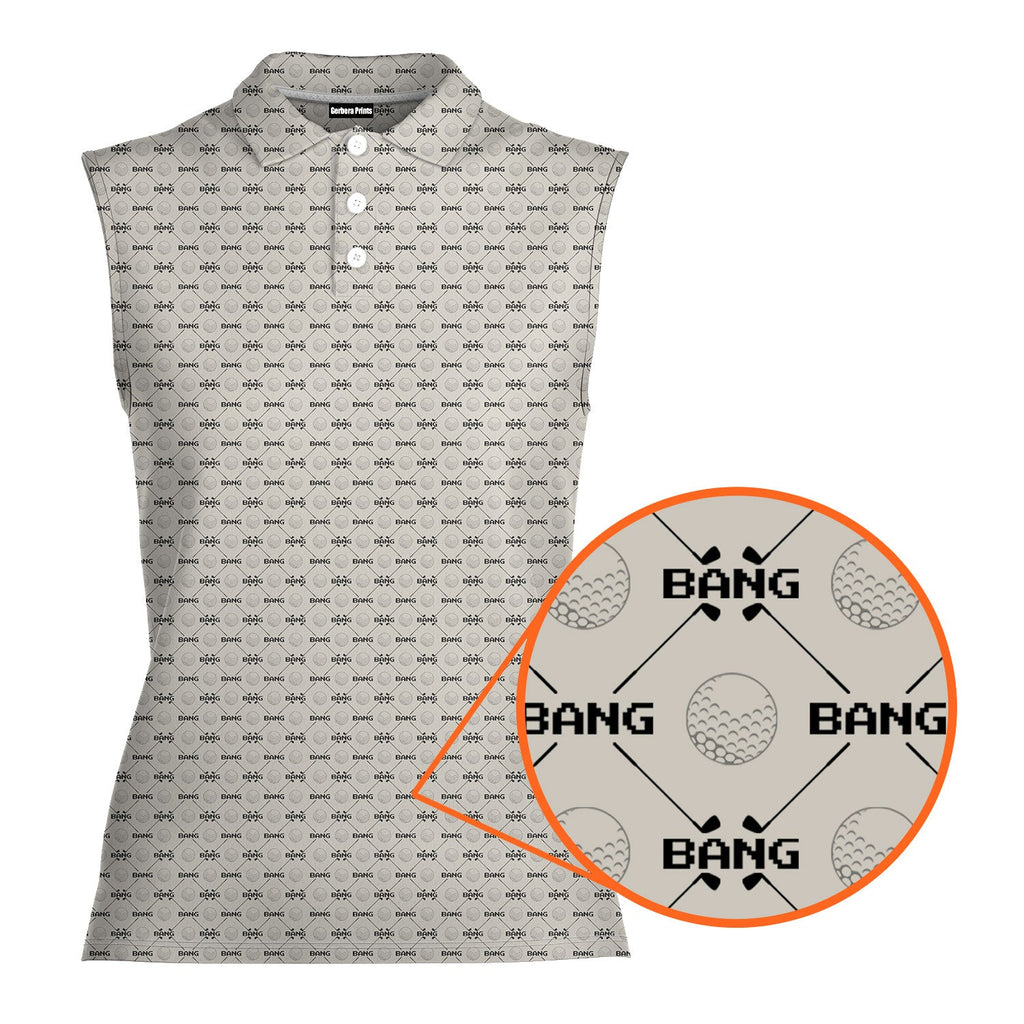 Bang-Women Sleeveless Polo Shirt-Gerbera Prints