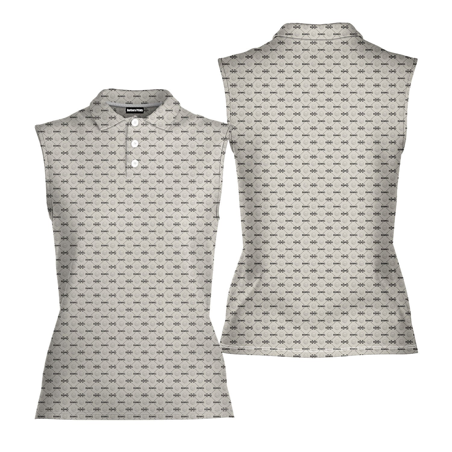 Bang-Women Sleeveless Polo Shirt-Gerbera Prints