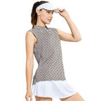 Bang-Women Sleeveless Polo Shirt-Gerbera Prints
