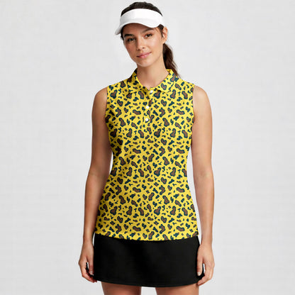 Leopard - Ladies Sleeveless Golf Polo Shirt