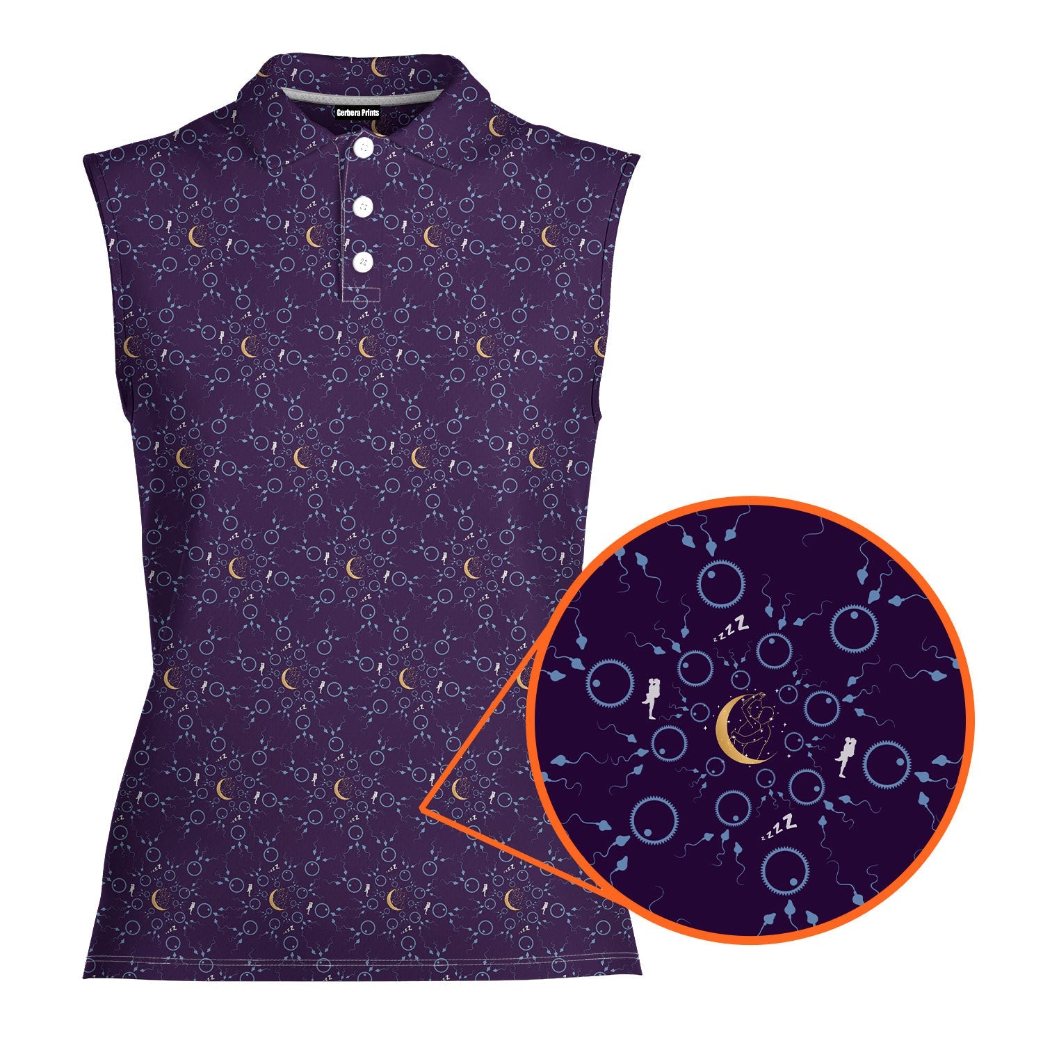 Steamy Dream-Women Sleeveless Polo Shirt-Gerbera Prints