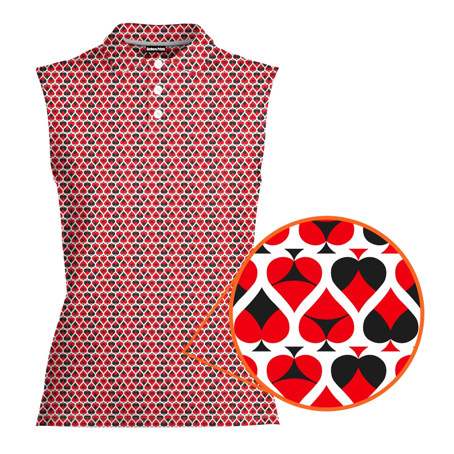 Turned On-Women Sleeveless Polo Shirt-Gerbera Prints