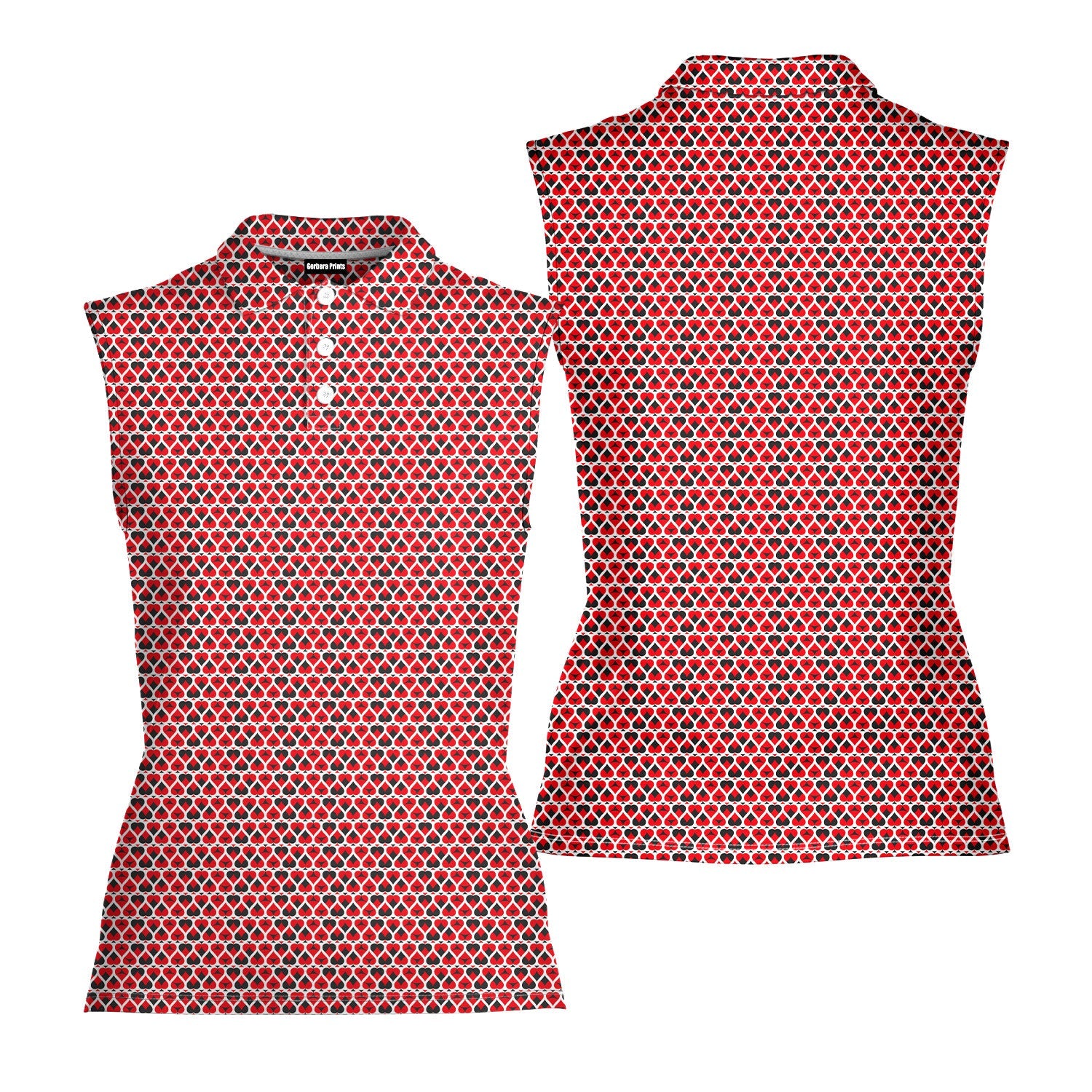 Turned On-Women Sleeveless Polo Shirt-Gerbera Prints