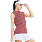 Turned On-Women Sleeveless Polo Shirt-Gerbera Prints