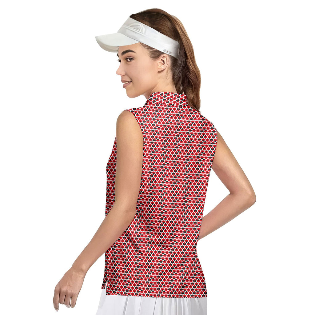 Turned On-Women Sleeveless Polo Shirt-Gerbera Prints
