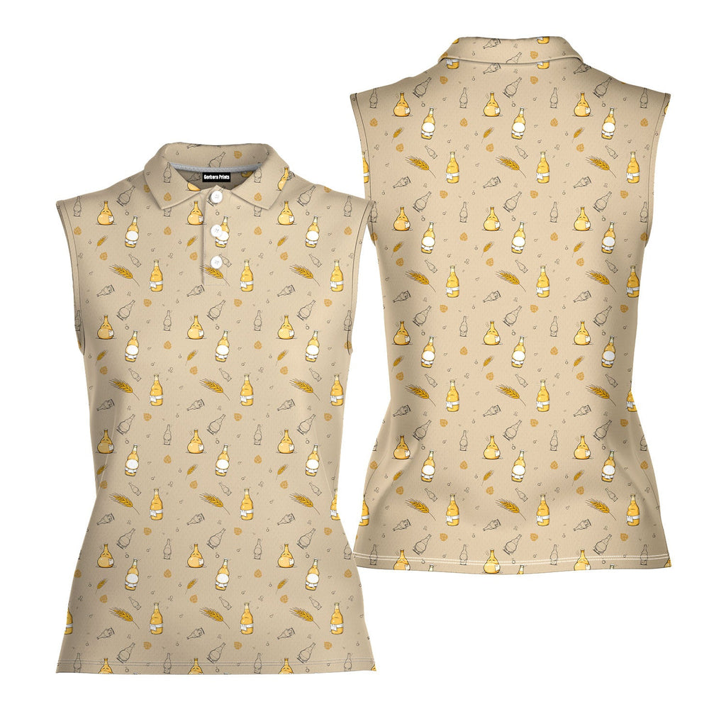 Love Handle-Women Sleeveless Polo Shirt-Gerbera Prints