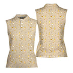 Love Handle-Women Sleeveless Polo Shirt-Gerbera Prints