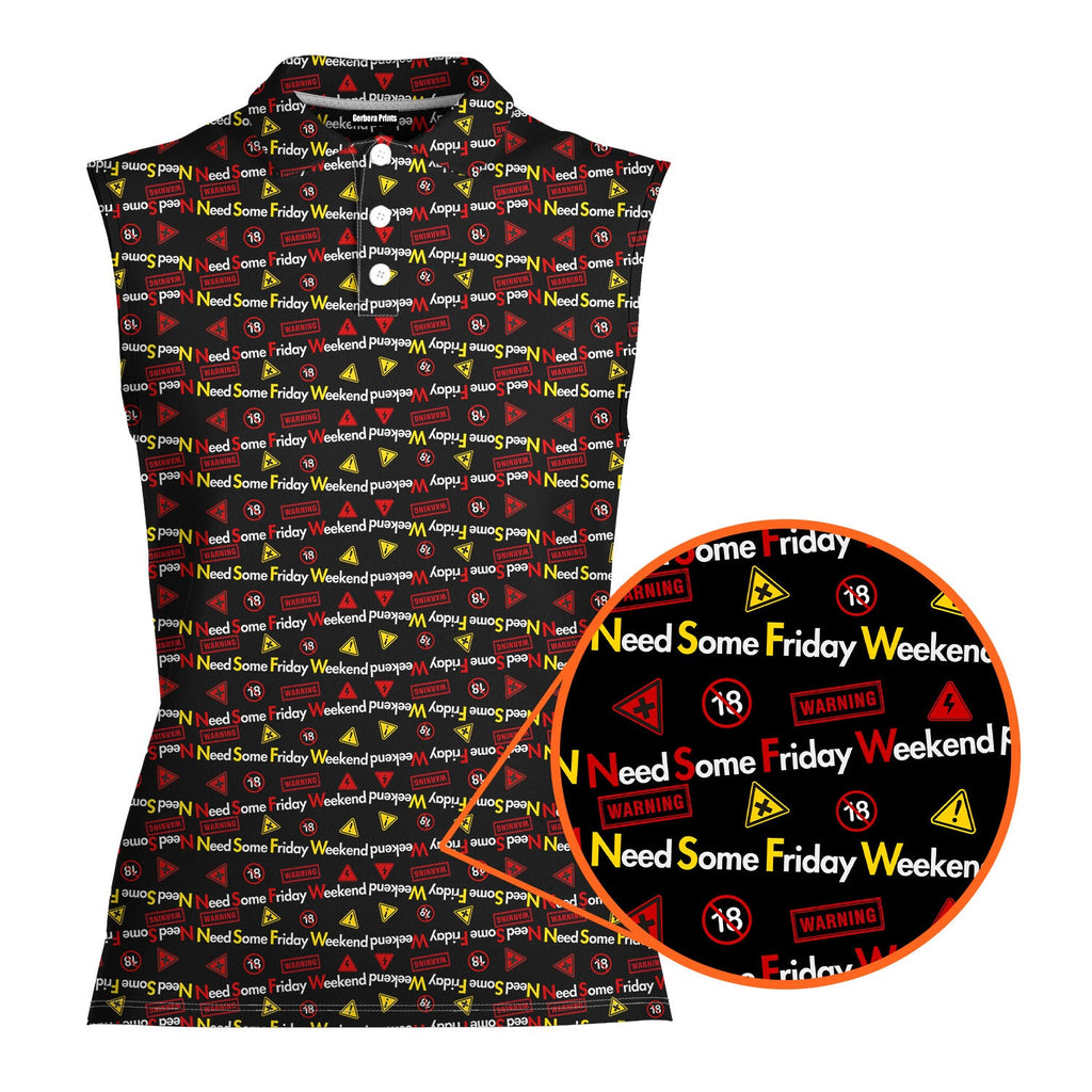 Need Some Friday Weekend-Women Sleeveless Polo Shirt-Gerbera Prints