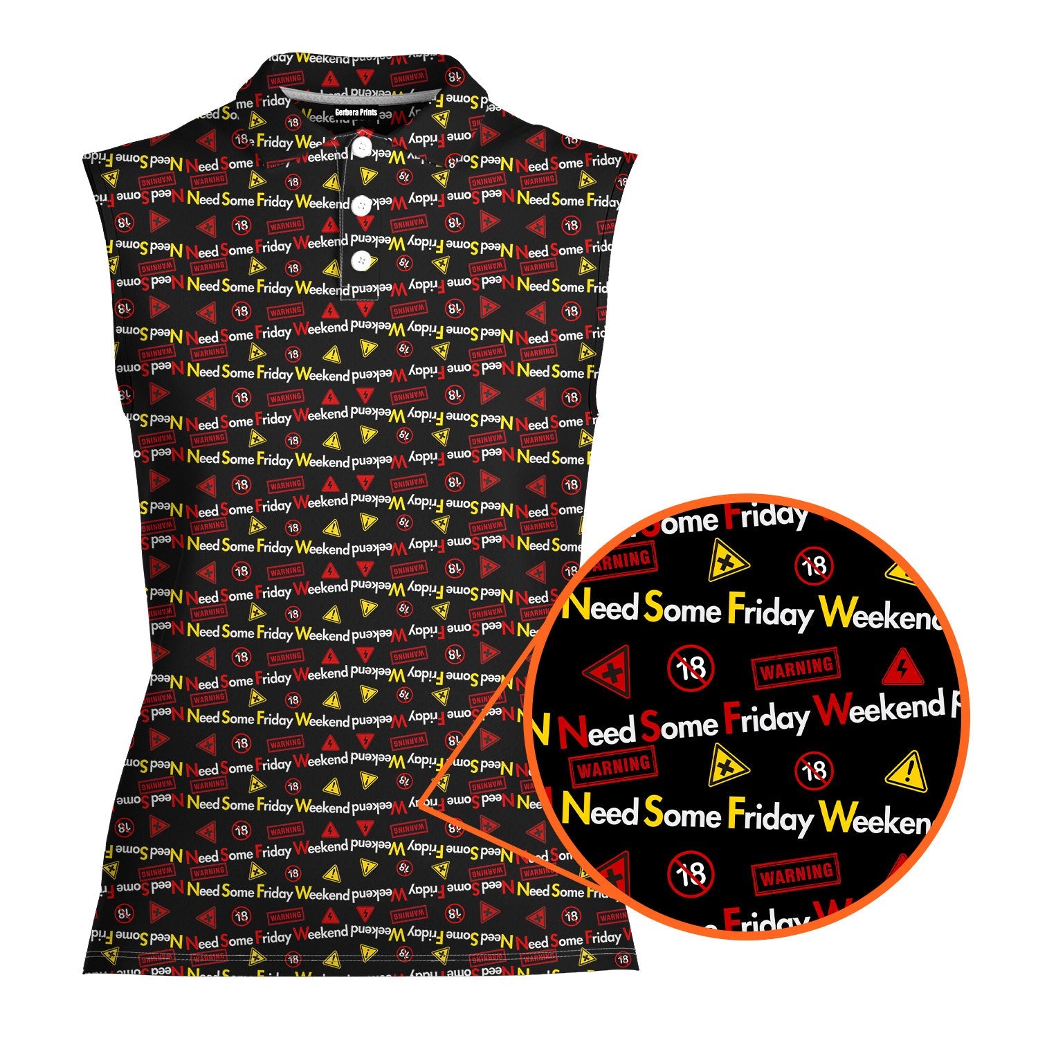 Need Some Friday Weekend-Women Sleeveless Polo Shirt-Gerbera Prints