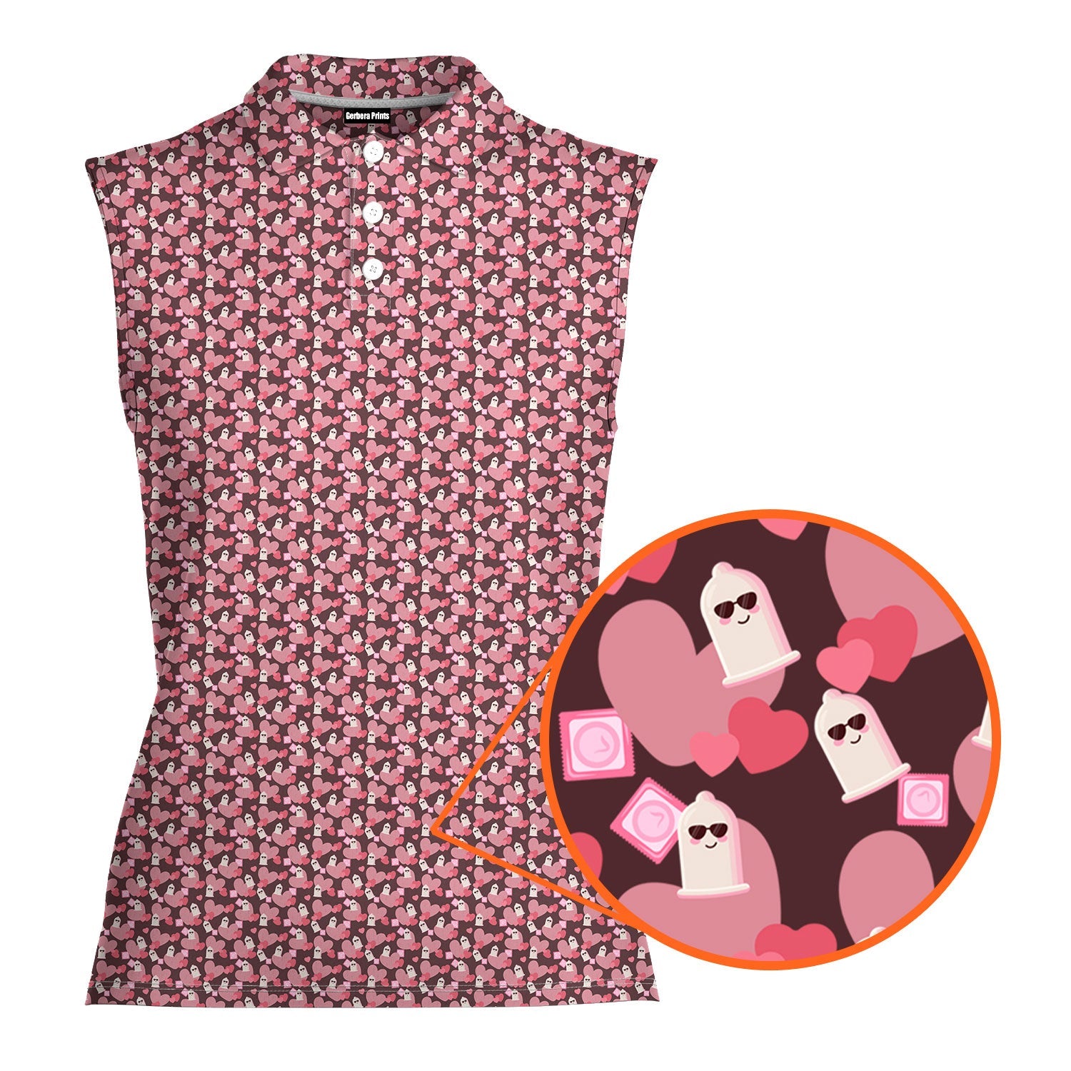 No Raincoat No Love-Women Sleeveless Polo Shirt-Gerbera Prints