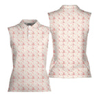 Makin Bacon-Women Sleeveless Polo Shirt-Gerbera Prints