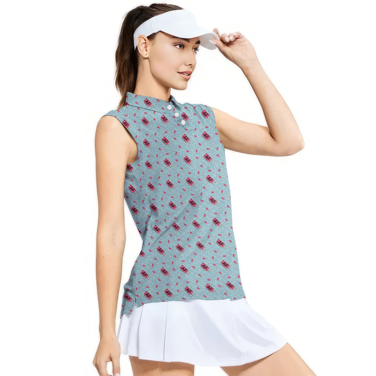 AF Because Adulting is Hard-Women Sleeveless Polo Shirt-Gerbera Prints