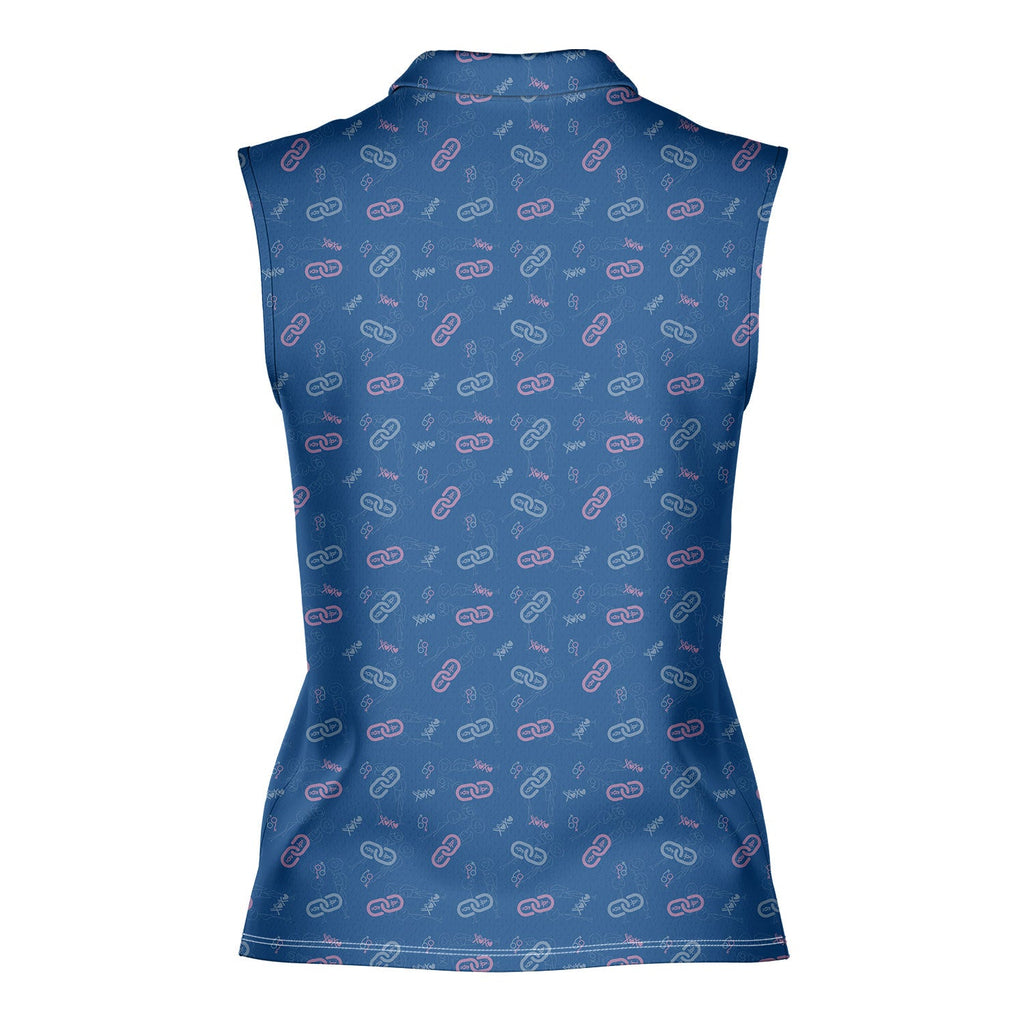 Sneaky Link-Women Sleeveless Polo Shirt-Gerbera Prints