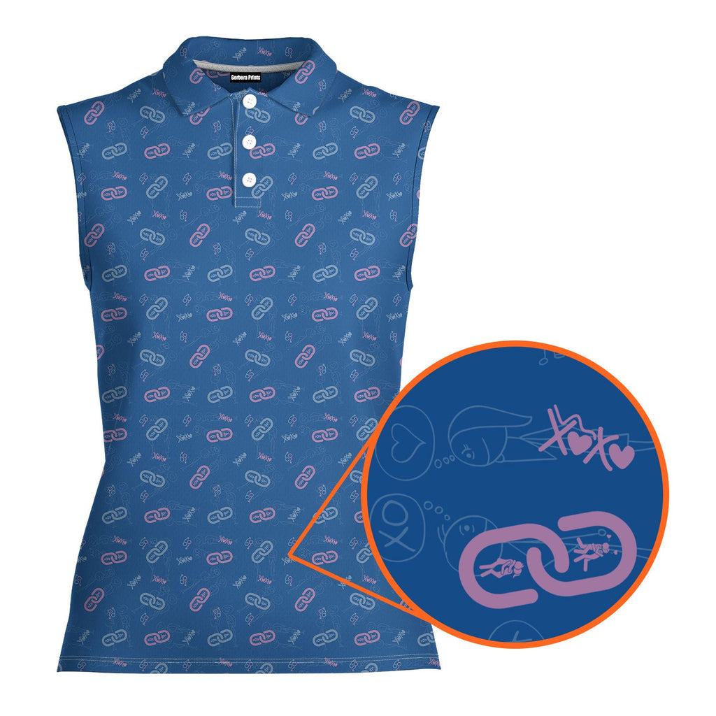 Sneaky Link-Women Sleeveless Polo Shirt-Gerbera Prints
