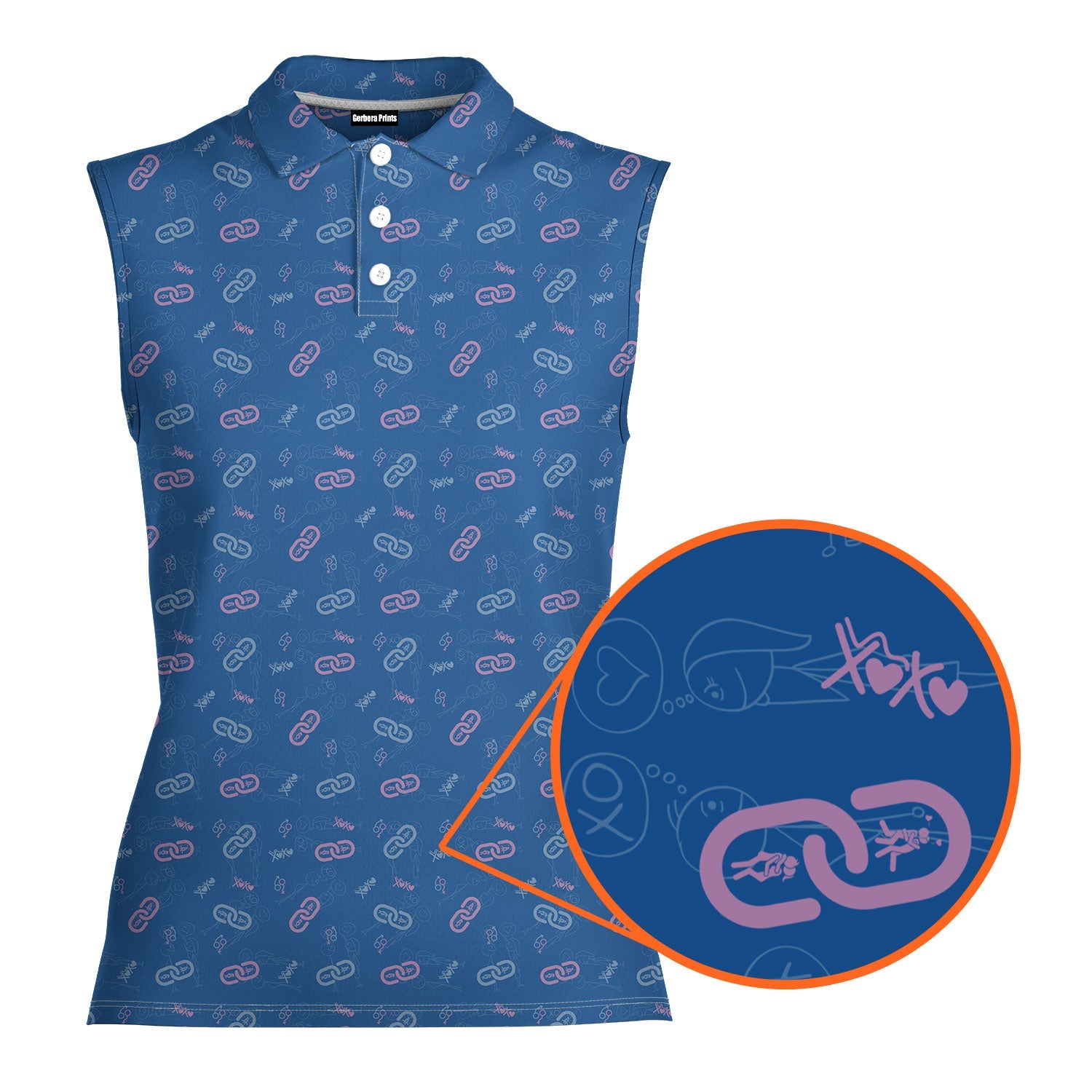 Sneaky Link-Women Sleeveless Polo Shirt-Gerbera Prints