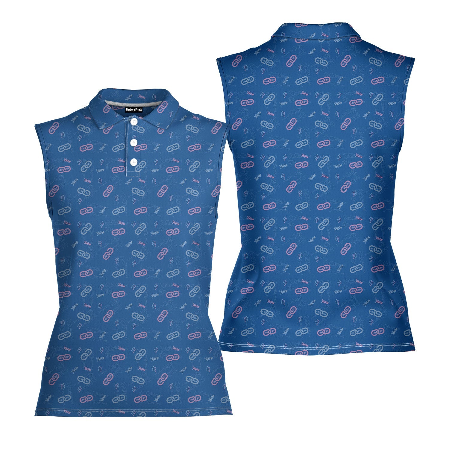 Sneaky Link-Women Sleeveless Polo Shirt-Gerbera Prints