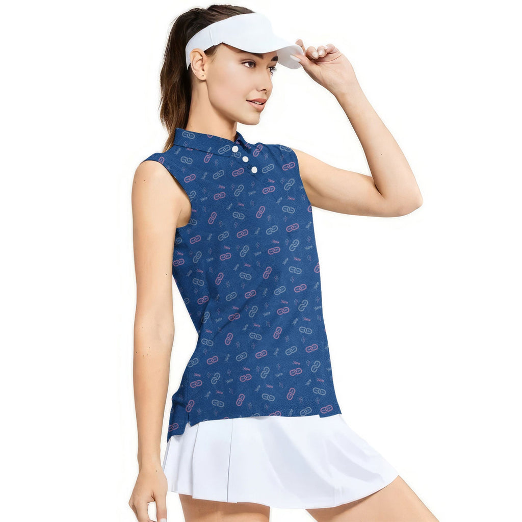 Sneaky Link-Women Sleeveless Polo Shirt-Gerbera Prints
