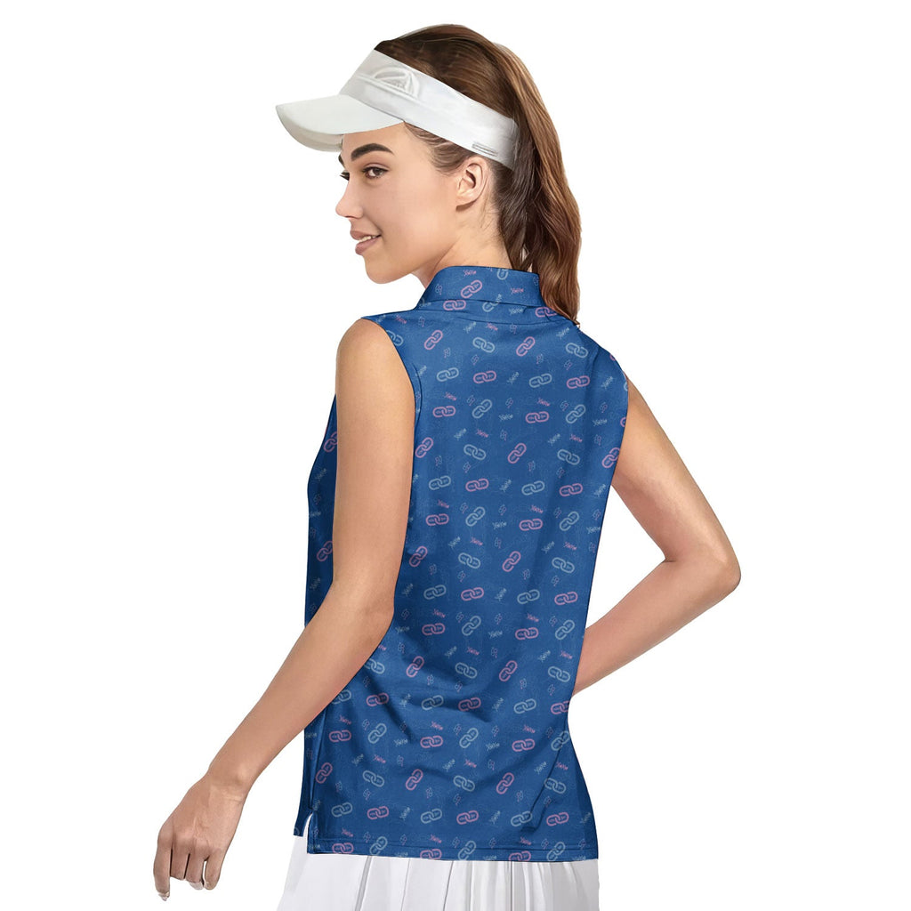 Sneaky Link-Women Sleeveless Polo Shirt-Gerbera Prints