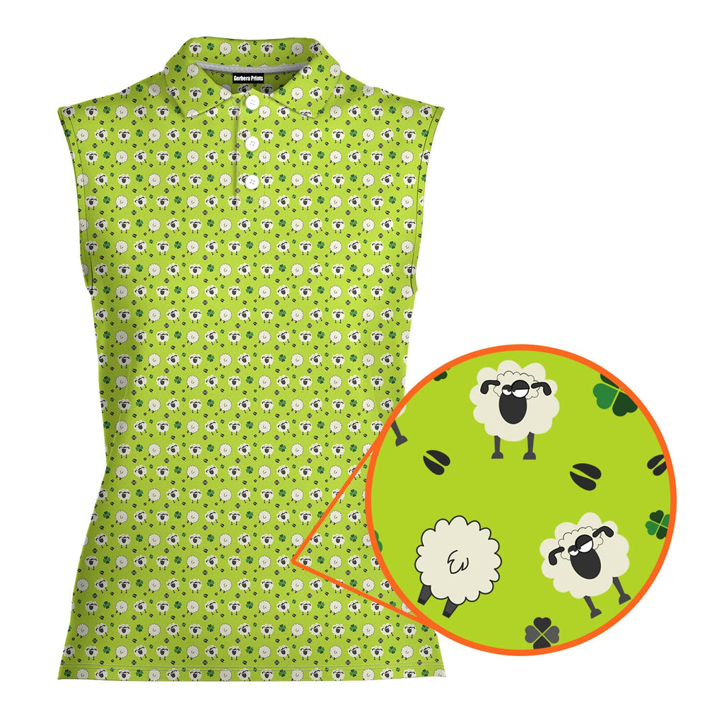 Lamb of God-Women Sleeveless Polo Shirt-Gerbera Prints