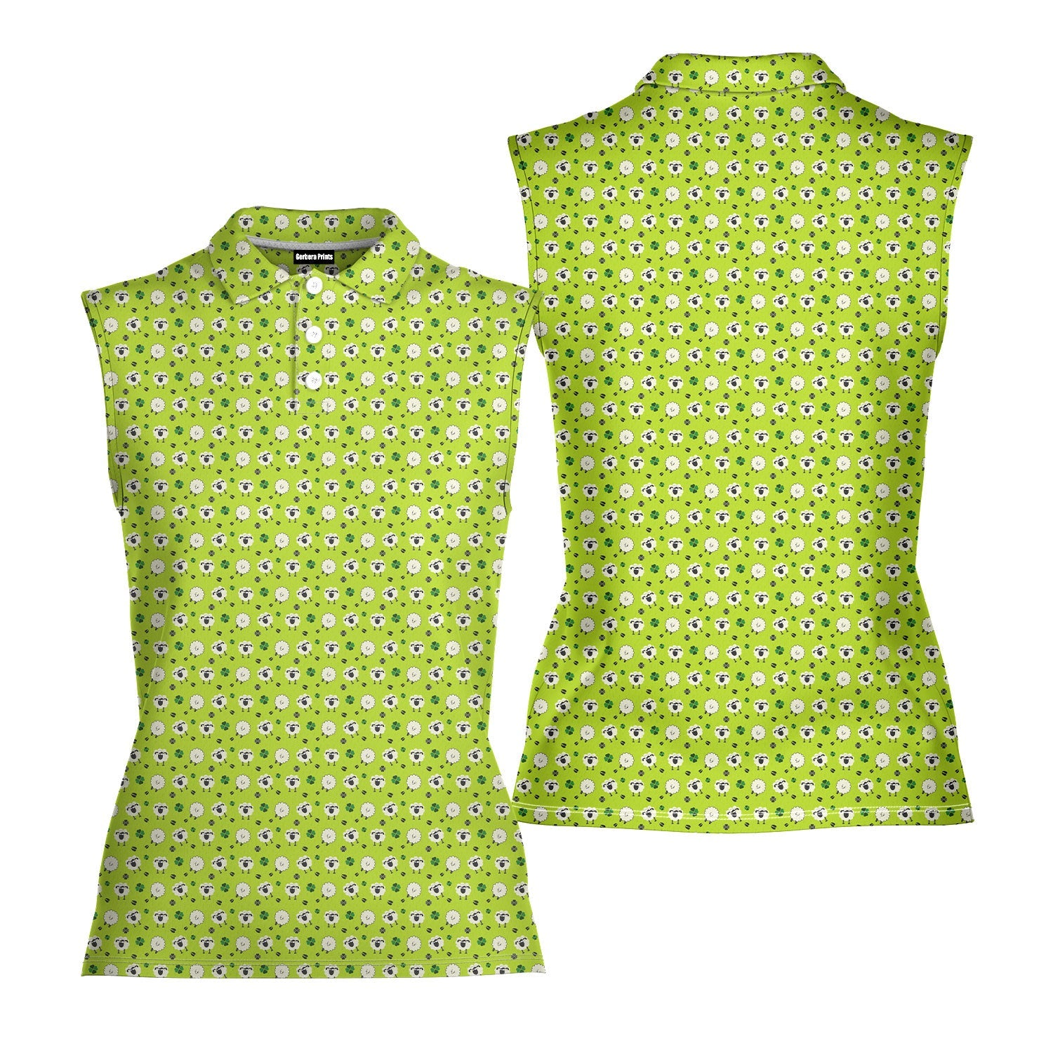 Lamb of God-Women Sleeveless Polo Shirt-Gerbera Prints