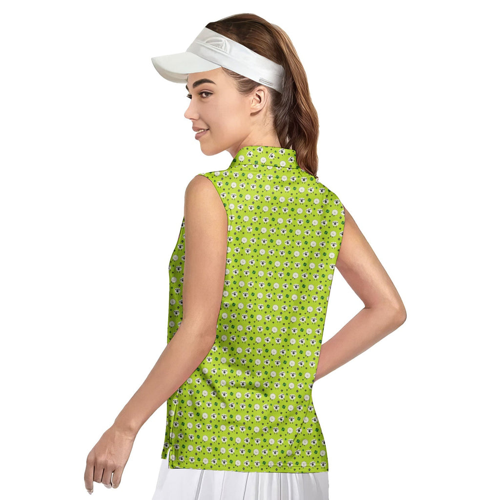 Lamb of God-Women Sleeveless Polo Shirt-Gerbera Prints