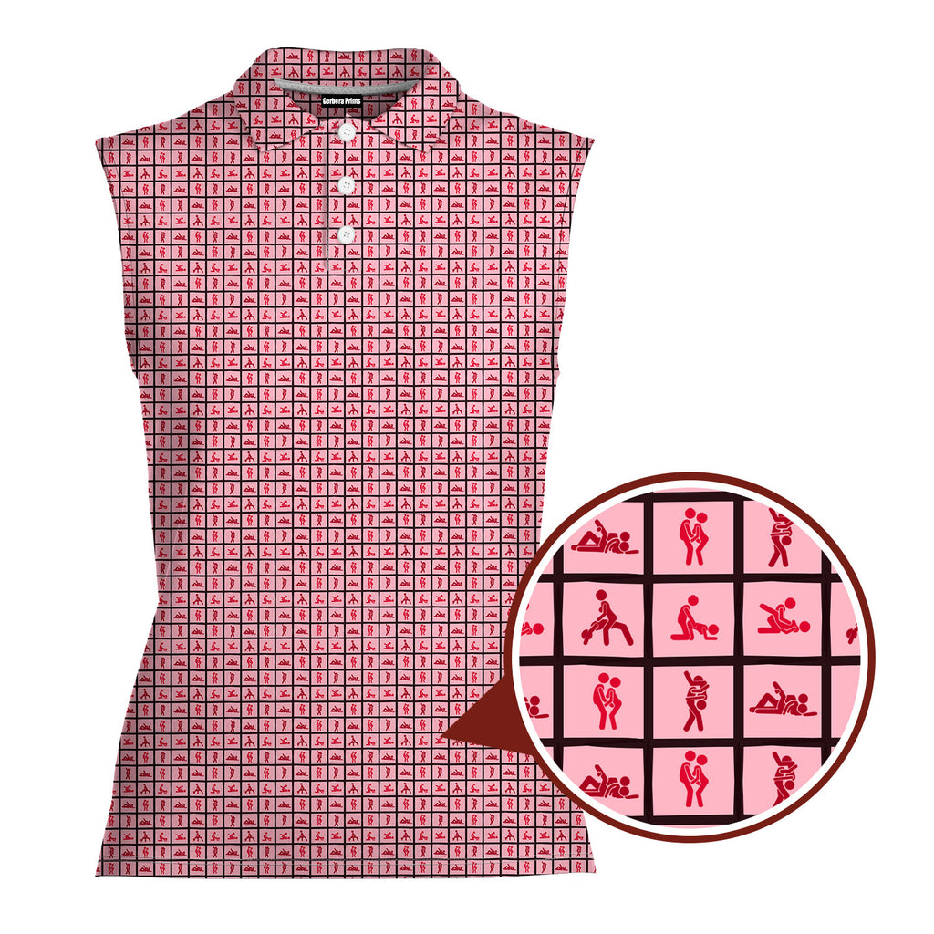XO-Women Sleeveless Polo Shirt-Gerbera Prints