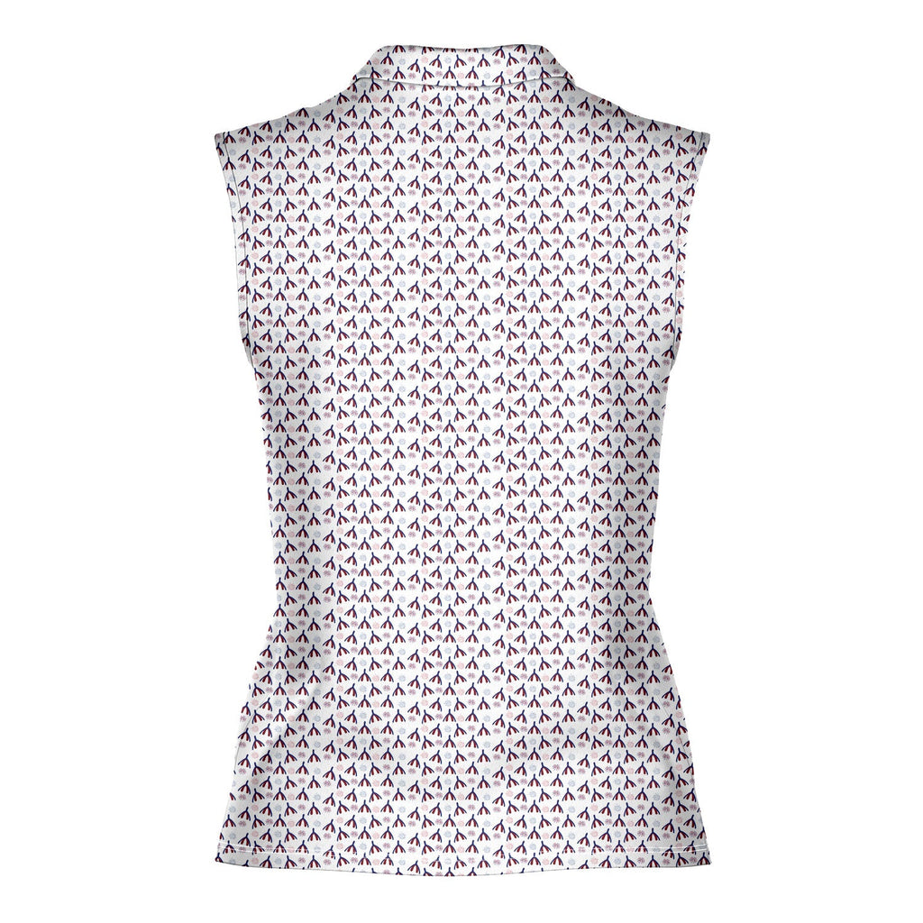 Bubbies-Women Sleeveless Polo Shirt-Gerbera Prints
