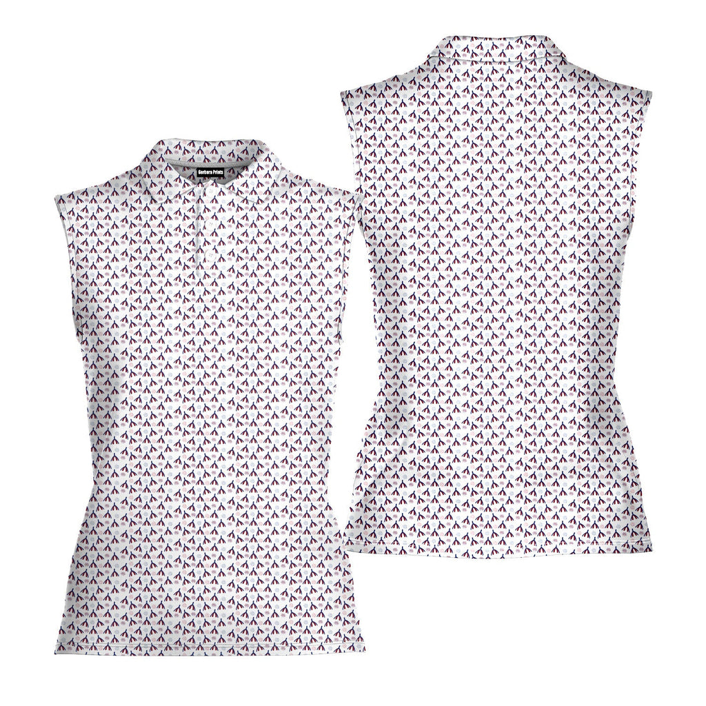 Bubbies-Women Sleeveless Polo Shirt-Gerbera Prints