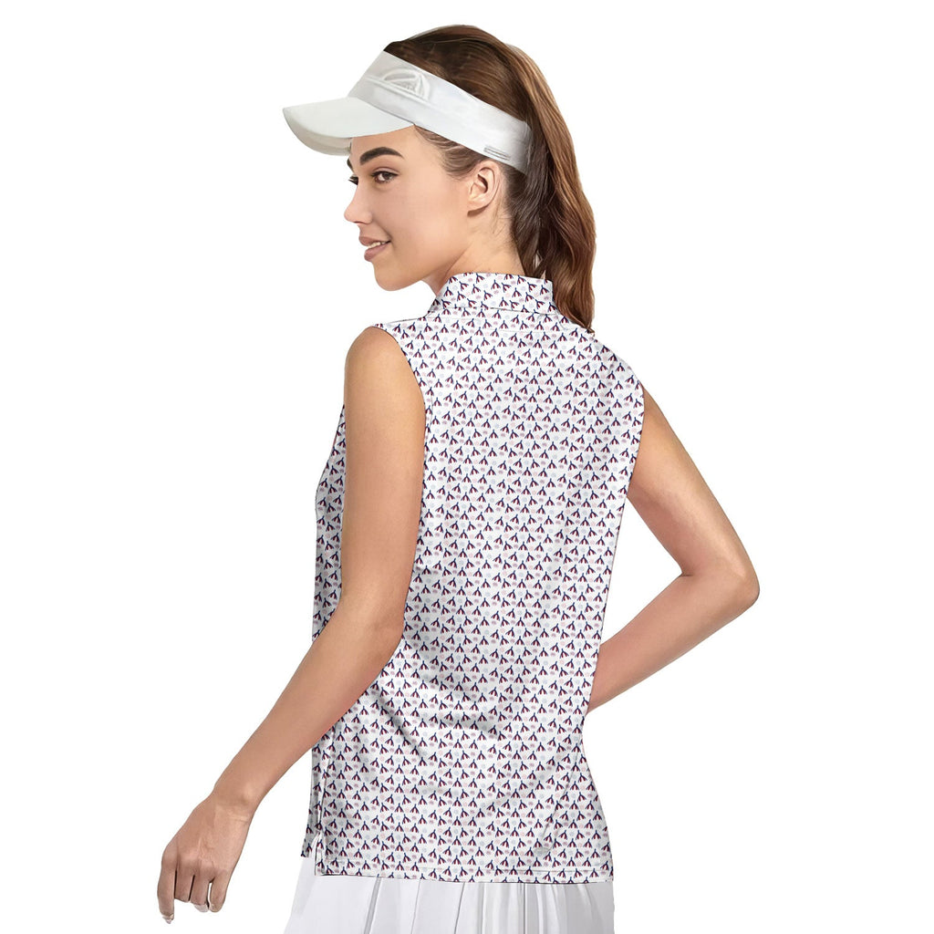Bubbies-Women Sleeveless Polo Shirt-Gerbera Prints