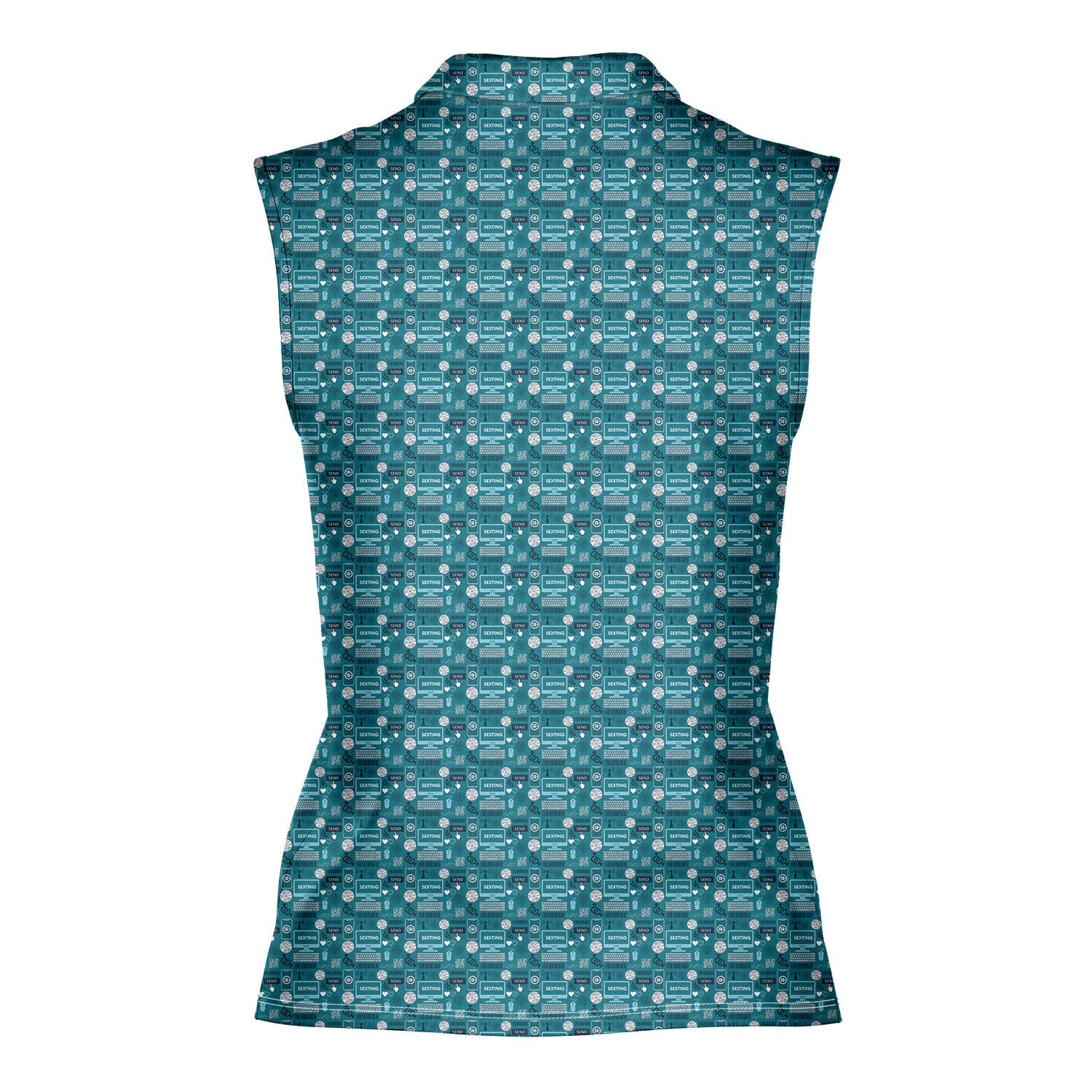 S-e-xting-Women Sleeveless Polo Shirt-Gerbera Prints