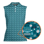 S-e-xting-Women Sleeveless Polo Shirt-Gerbera Prints