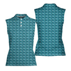 S-e-xting-Women Sleeveless Polo Shirt-Gerbera Prints