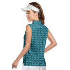 S-e-xting-Women Sleeveless Polo Shirt-Gerbera Prints
