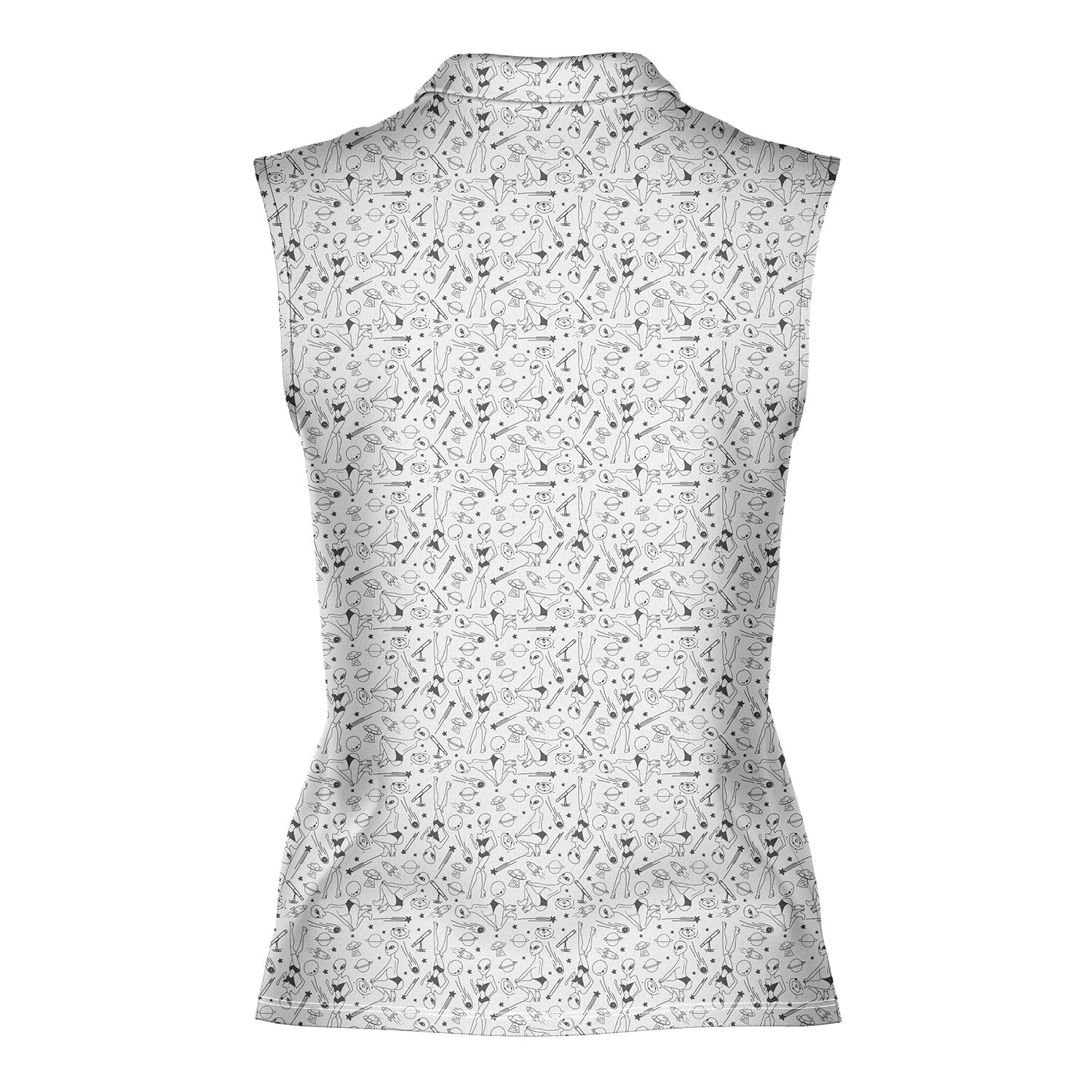 Aliens-Women Sleeveless Polo Shirt-Gerbera Prints