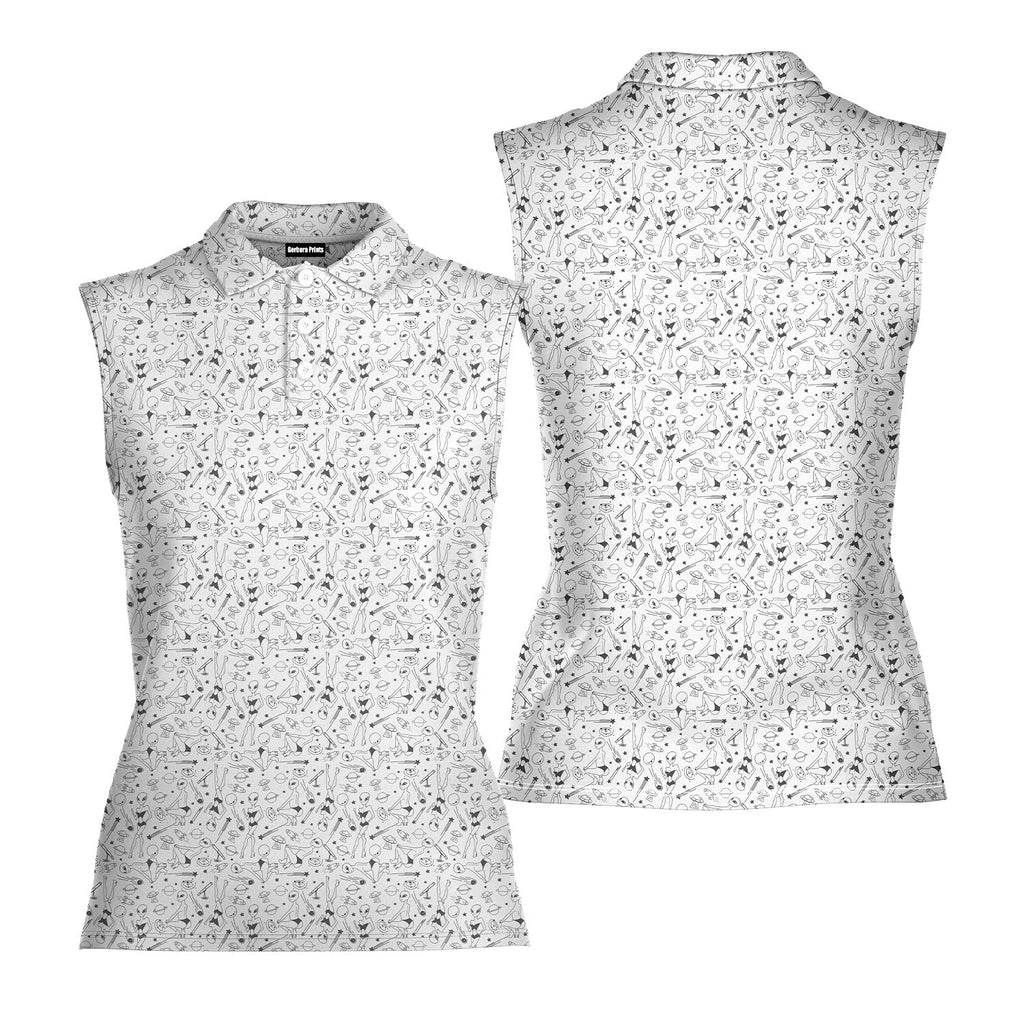 Aliens-Women Sleeveless Polo Shirt-Gerbera Prints
