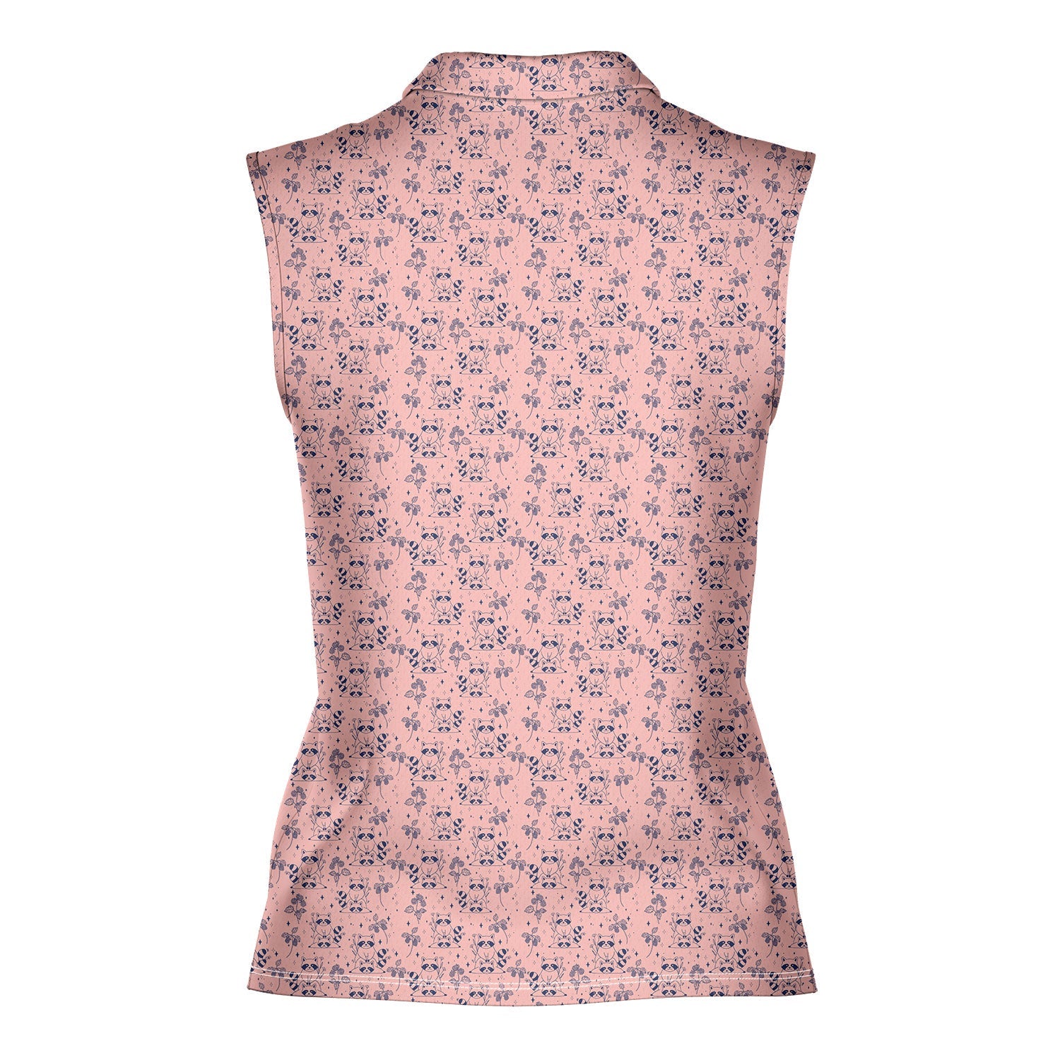 Raccoon-Women Sleeveless Polo Shirt-Gerbera Prints