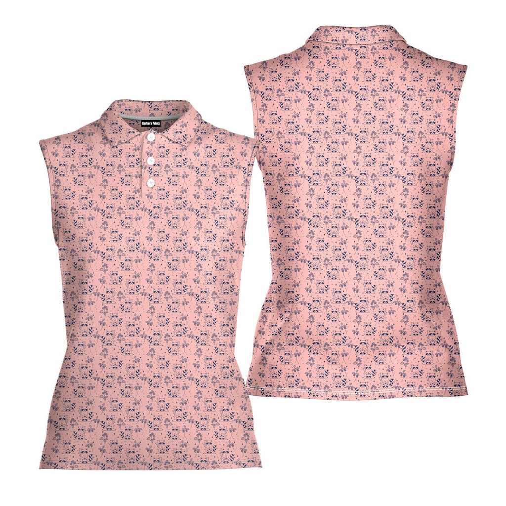 Raccoon-Women Sleeveless Polo Shirt-Gerbera Prints
