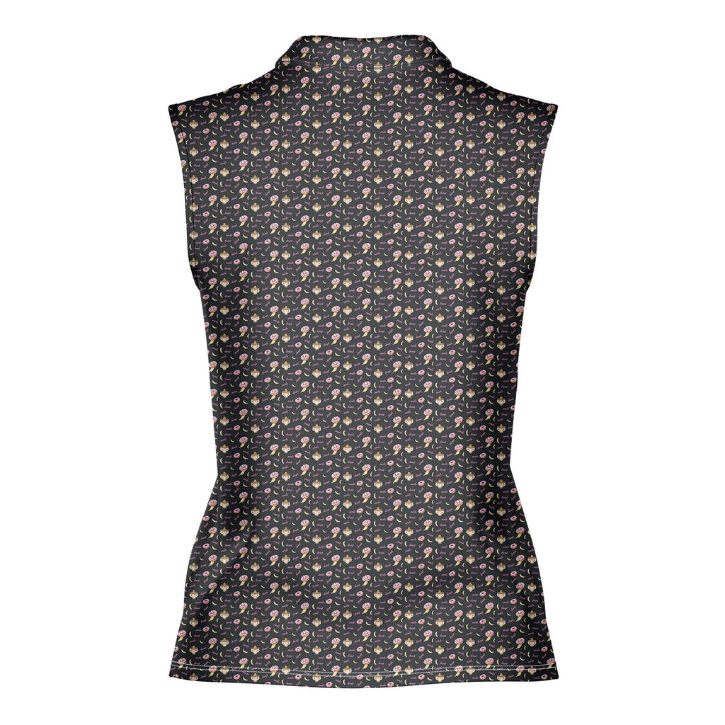 Fast Food-Women Sleeveless Polo Shirt-Gerbera Prints
