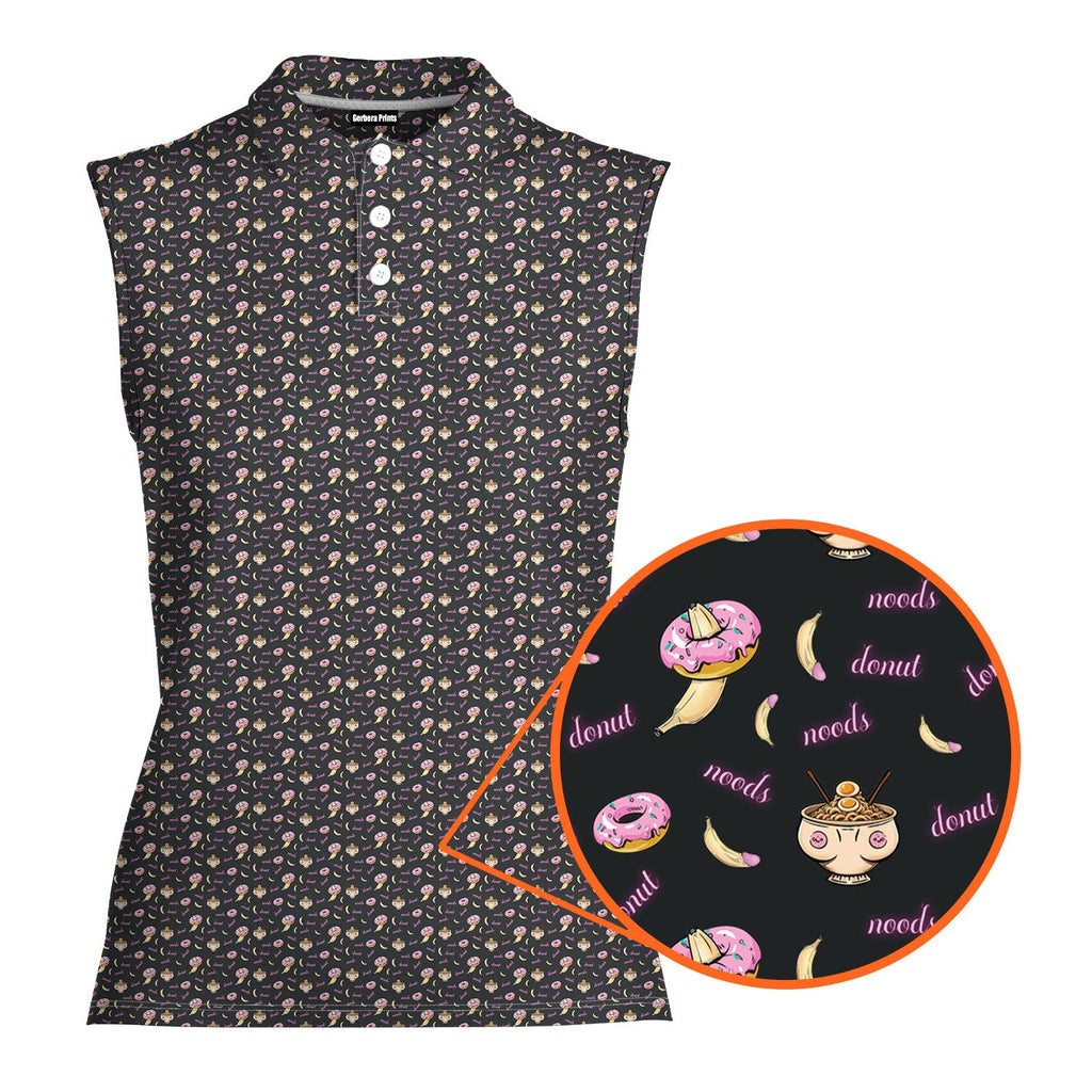 Fast Food-Women Sleeveless Polo Shirt-Gerbera Prints