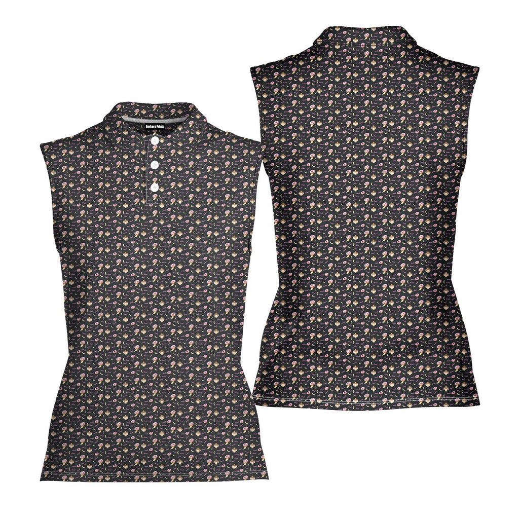 Fast Food-Women Sleeveless Polo Shirt-Gerbera Prints