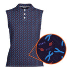 XY Chromosomes-Women Sleeveless Polo Shirt-Gerbera Prints